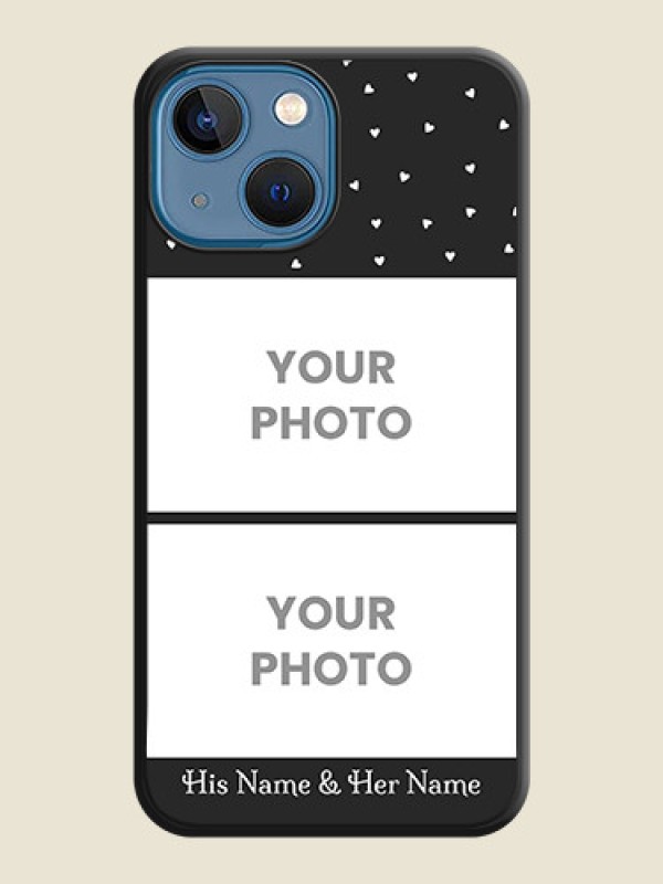 Custom Miniature Love Symbols with Name on Space Black Custom Soft Matte Back Cover - iPhone 13 Mini - alternate view