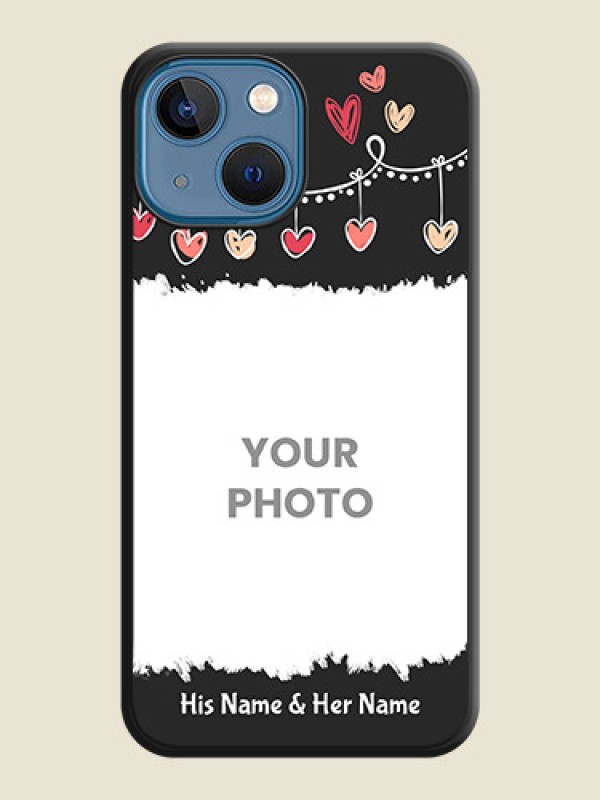 Custom Pink Love Hangings with Name on Space Black Custom Soft Matte Phone Cases - iPhone 13 Mini - alternate view