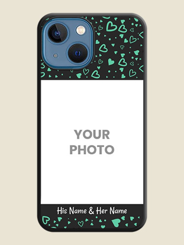 Custom Sea Green Indefinite Love Pattern on Photo on Space Black Soft Matte Mobile Cover - iPhone 13 Mini - alternate view