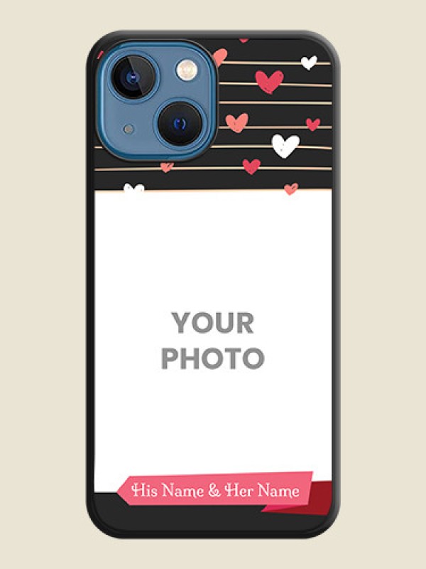 Custom Love Pattern with Name on Pink Ribbon on Photo on Space Black Soft Matte Back Cover - iPhone 13 Mini - alternate view