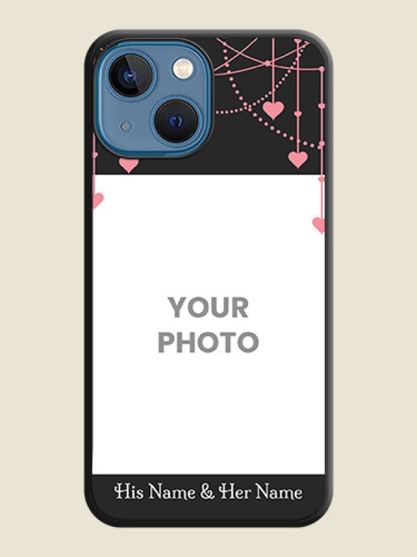 Custom Pink Love Hangings with Text on Space Black Custom Soft Matte Back Cover - iPhone 13 Mini - alternate view