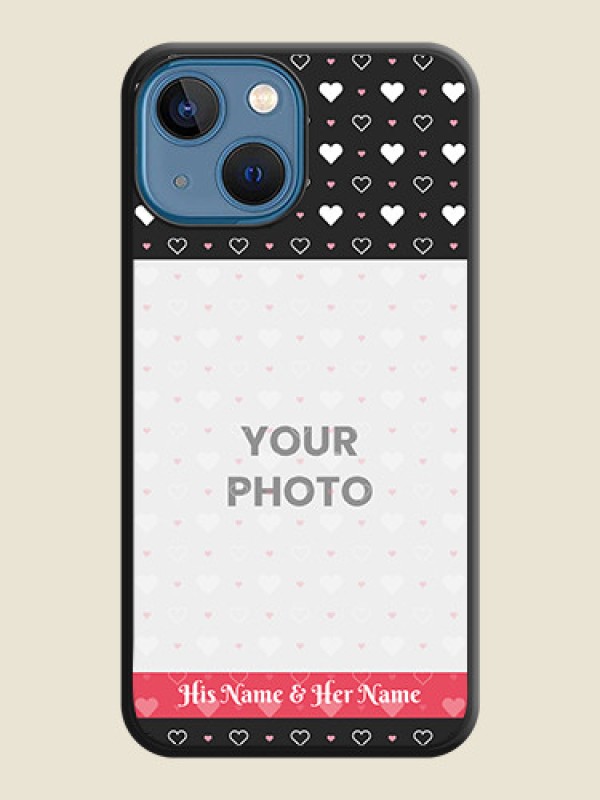 Custom White Color Love Symbols with Text Design on Photo on Space Black Soft Matte Phone Cover - iPhone 13 Mini - alternate view