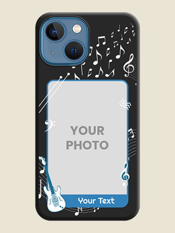 Custom Musical Theme Design with Text on Photo on Space Black Soft Matte Mobile Case - iPhone 13 Mini - alternate view