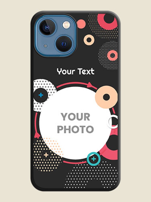 Custom Multicoloured Round Image on Personalised Space Black Soft Matte Cases - iPhone 13 Mini - alternate view