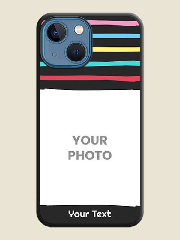 Custom Multicolor Lines with Image on Space Black Personalized Soft Matte Phone Covers - iPhone 13 Mini - alternate view