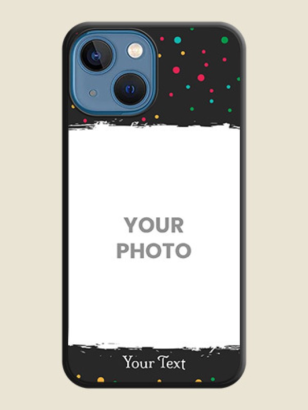 Custom Multicolor Dotted Pattern with Text on Space Black Custom Soft Matte Phone Back Cover - iPhone 13 Mini - alternate view