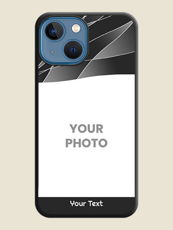 Custom Mixed Wave Lines on Photo on Space Black Soft Matte Mobile Cover - iPhone 13 Mini - alternate view