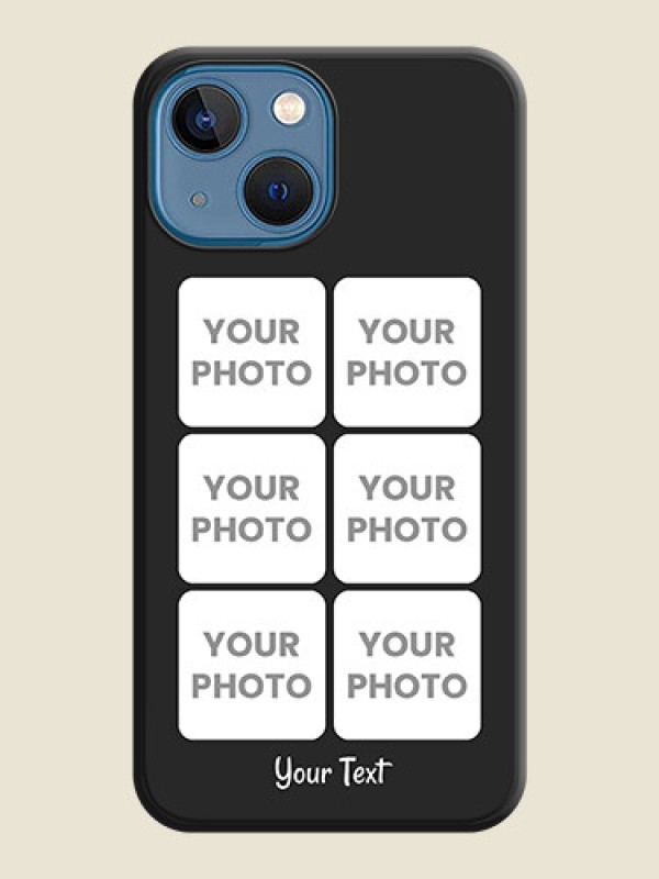 Custom Floral Art with 6 Image Holder on Photo on Space Black Soft Matte Mobile Case - iPhone 13 Mini - alternate view