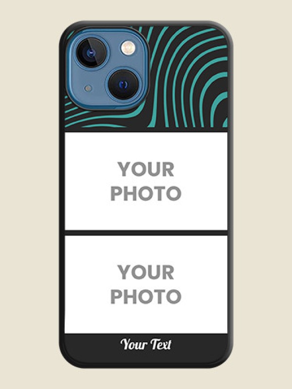 Custom Wave Pattern with 2 Image Holder on Space Black Personalized Soft Matte Phone Covers - iPhone 13 Mini - alternate view
