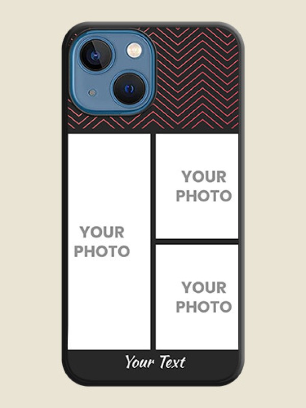 Custom Wave Pattern with 3 Image Holder on Space Black Custom Soft Matte Back Cover - iPhone 13 Mini - alternate view