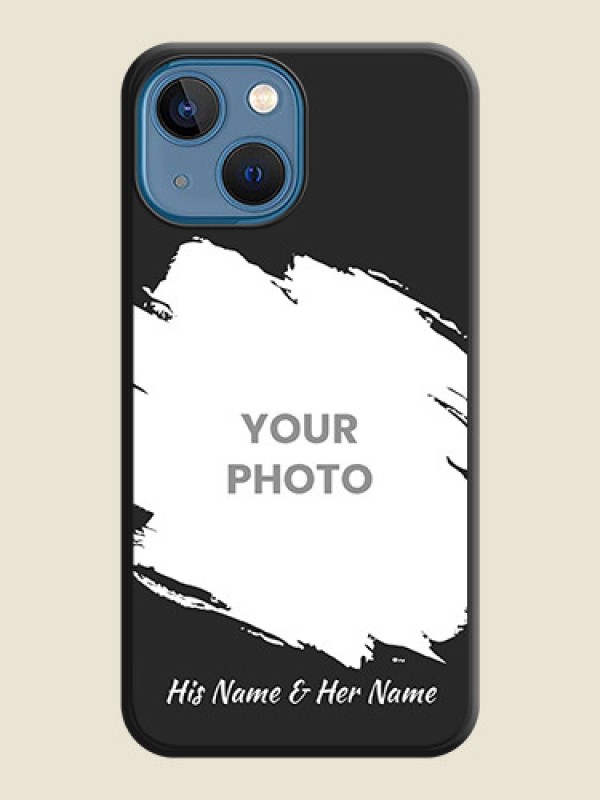 Custom Grunge Brush Strokes on Photo on Space Black Soft Matte Back Cover - iPhone 13 Mini - alternate view