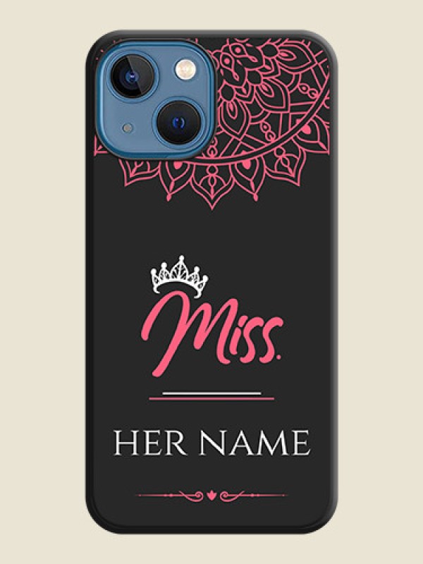 Custom Mrs Name with Floral Design on Space Black Personalized Soft Matte Phone Covers - iPhone 13 Mini - alternate view