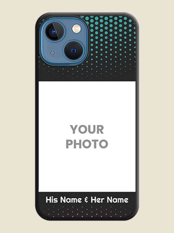 Custom Faded Dots with Grunge Photo Frame and Text on Space Black Custom Soft Matte Phone Cases - iPhone 13 Mini - alternate view