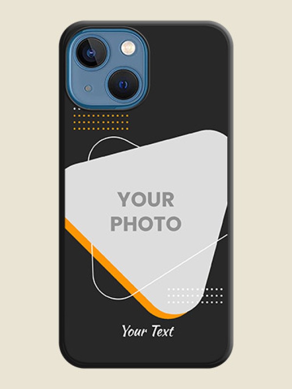 Custom Yellow Triangle on Photo on Space Black Soft Matte Phone Cover - iPhone 13 Mini - alternate view