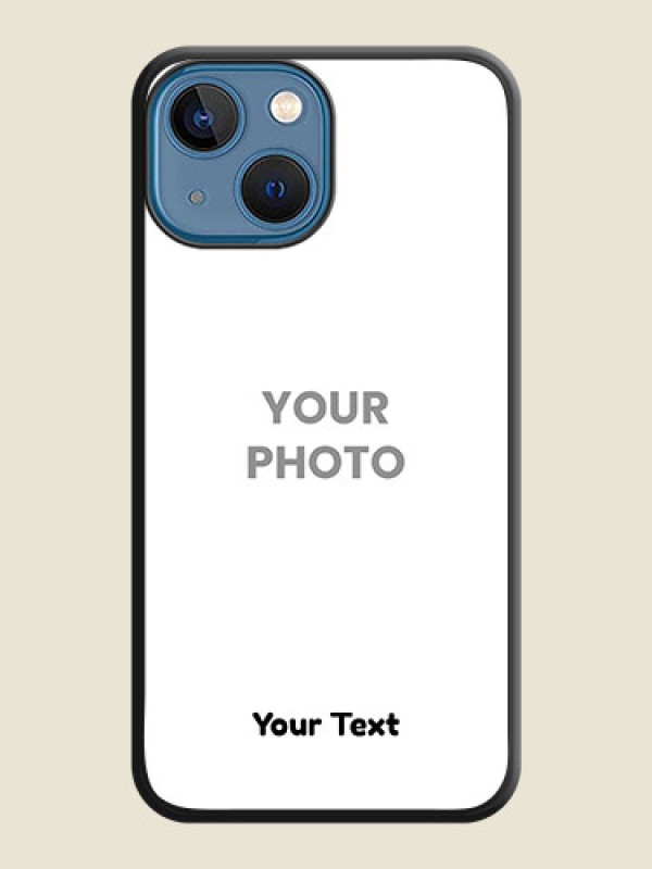 Custom Full Single Pic Upload With Text On Space Black Personalized Soft Matte Phone Covers -Apple Iphone 13 Mini - alternate view
