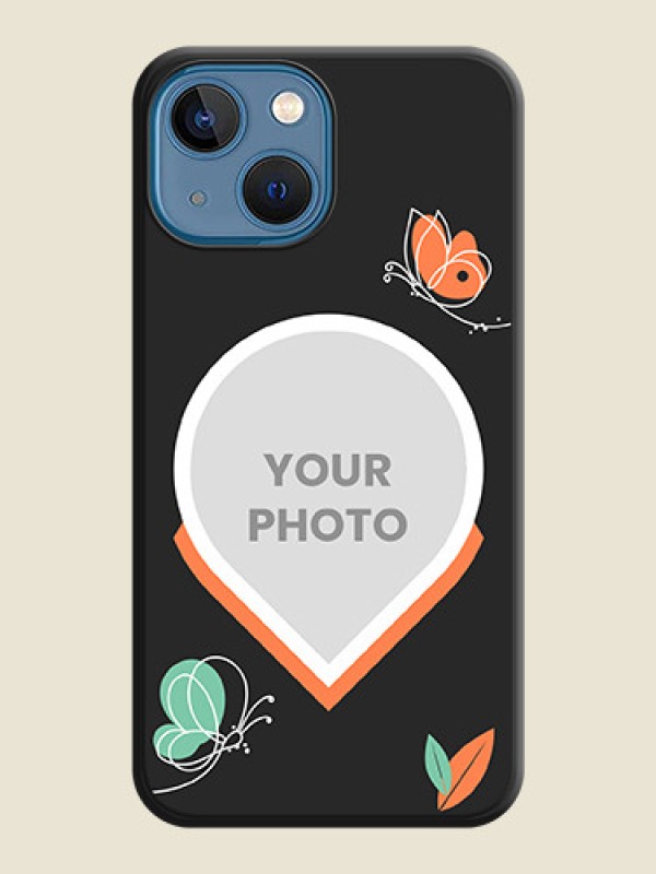 Custom Upload Pic With Simple Butterly Design On Space Black Personalized Soft Matte Phone Covers -Apple Iphone 13 Mini - alternate view