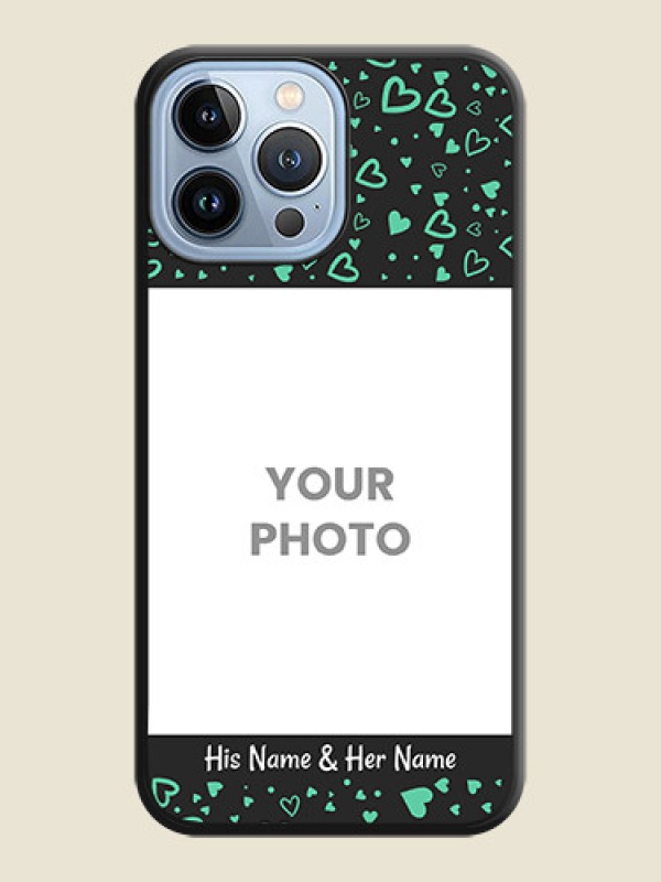 Custom Sea Green Indefinite Love Pattern on Photo on Space Black Soft Matte Mobile Cover - iPhone 13 Pro Max - alternate view