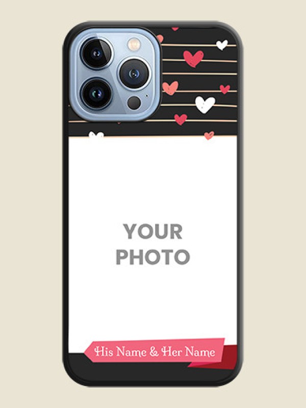 Custom Love Pattern with Name on Pink Ribbon on Photo on Space Black Soft Matte Back Cover - iPhone 13 Pro Max - alternate view