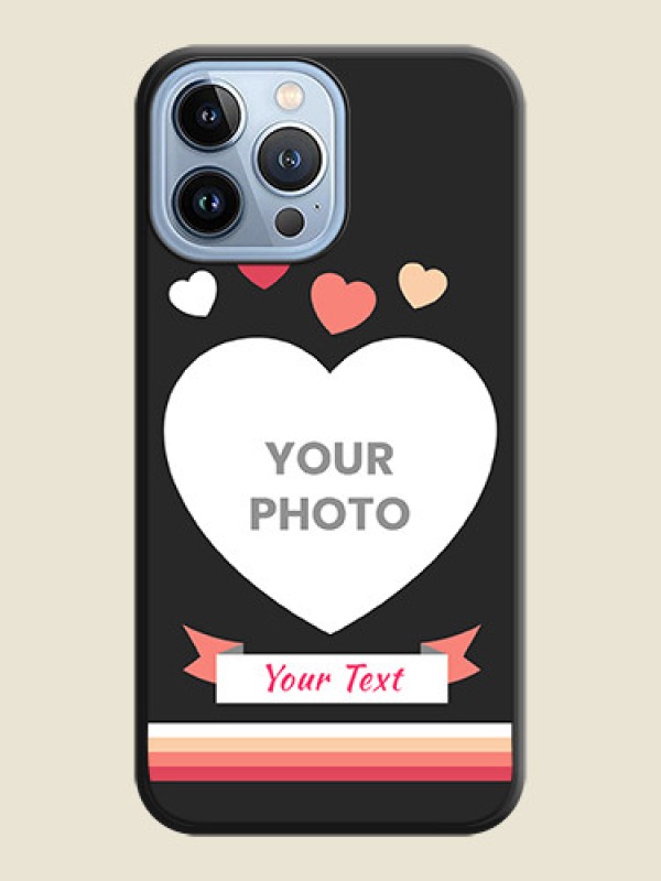 Custom Love Shaped Photo with Colorful Stripes on Personalised Space Black Soft Matte Cases - iPhone 13 Pro Max - alternate view