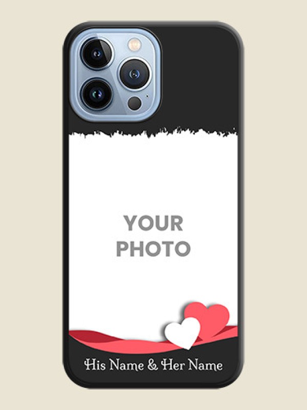 Custom Pin Color Love Shaped Ribbon Design with Text on Space Black Custom Soft Matte Phone Back Cover - iPhone 13 Pro Max - alternate view