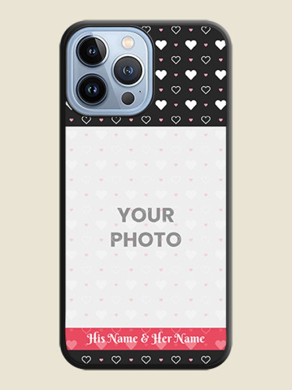Custom White Color Love Symbols with Text Design on Photo on Space Black Soft Matte Phone Cover - iPhone 13 Pro Max - alternate view