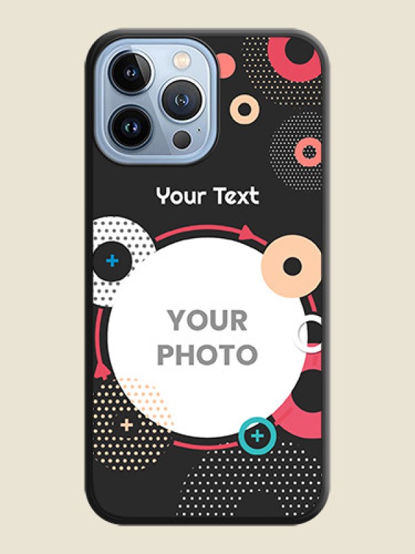 Custom Multicoloured Round Image on Personalised Space Black Soft Matte Cases - iPhone 13 Pro Max - alternate view