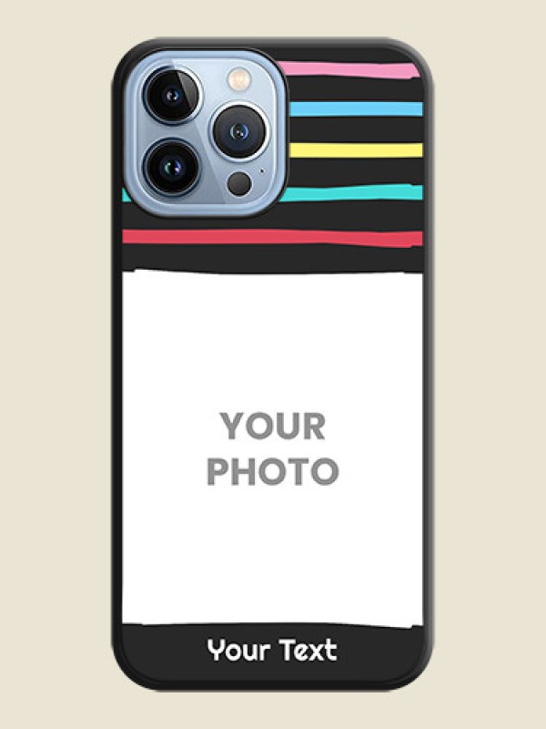 Custom Multicolor Lines with Image on Space Black Personalized Soft Matte Phone Covers - iPhone 13 Pro Max - alternate view