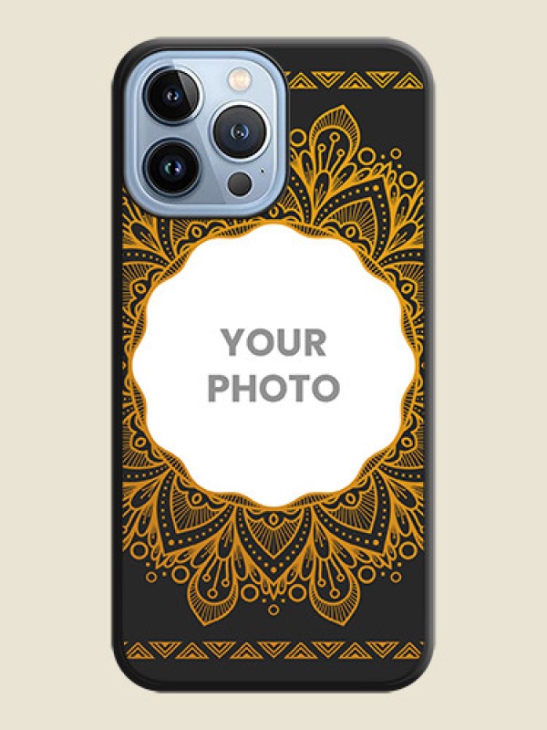 Custom Round Image with Floral Design on Photo on Space Black Soft Matte Mobile Cover - iPhone 13 Pro Max - alternate view