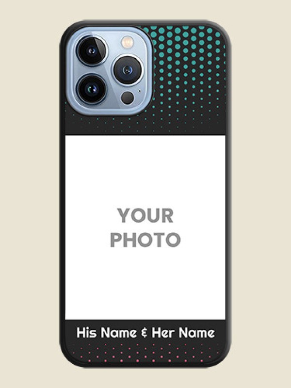 Custom Faded Dots with Grunge Photo Frame and Text on Space Black Custom Soft Matte Phone Cases - iPhone 13 Pro Max - alternate view