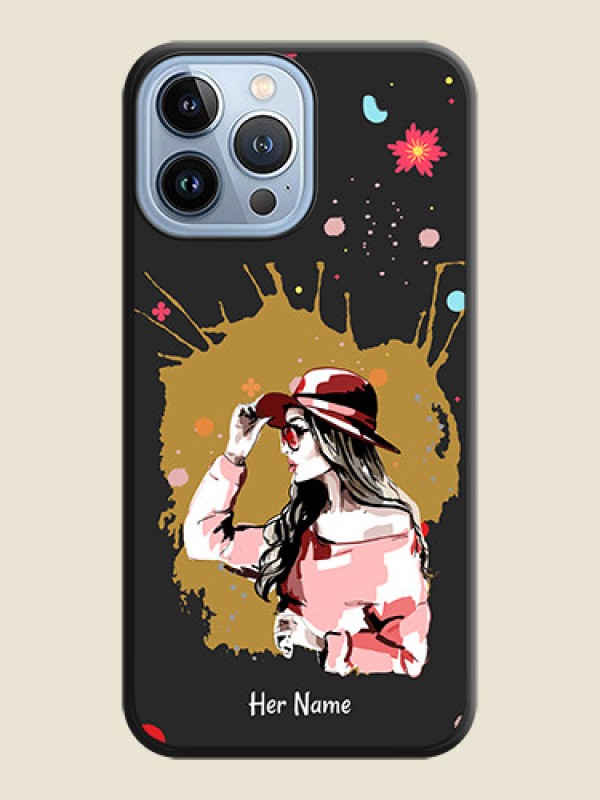 Custom Mordern Lady With Color Splash Background With Custom Text On Space Black Personalized Soft Matte Phone Covers -Apple Iphone 13 Pro Max - alternate view