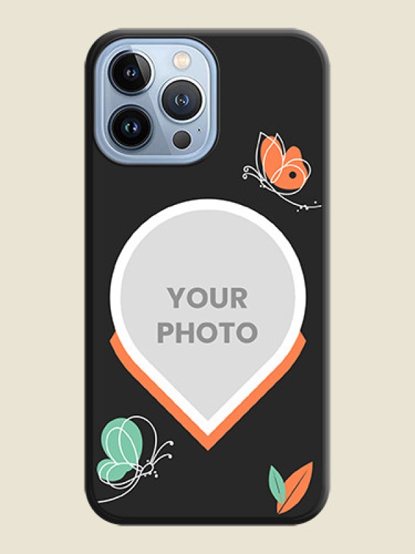 Custom Upload Pic With Simple Butterly Design On Space Black Personalized Soft Matte Phone Covers -Apple Iphone 13 Pro Max - alternate view