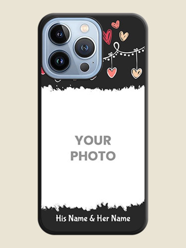 Custom Pink Love Hangings with Name on Space Black Custom Soft Matte Phone Cases - iPhone 13 Pro - alternate view