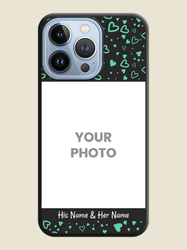 Custom Sea Green Indefinite Love Pattern on Photo on Space Black Soft Matte Mobile Cover - iPhone 13 Pro - alternate view