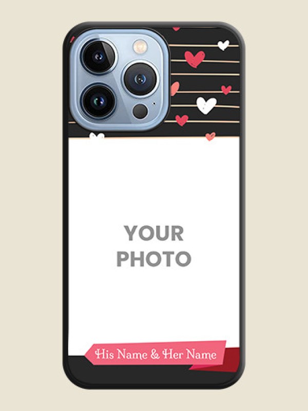 Custom Love Pattern with Name on Pink Ribbon on Photo on Space Black Soft Matte Back Cover - iPhone 13 Pro - alternate view
