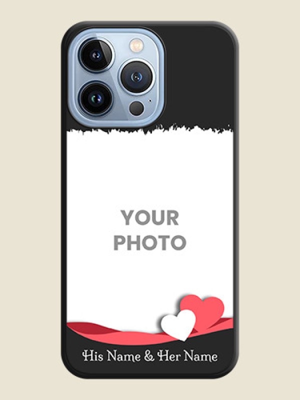 Custom Pin Color Love Shaped Ribbon Design with Text on Space Black Custom Soft Matte Phone Back Cover - iPhone 13 Pro - alternate view
