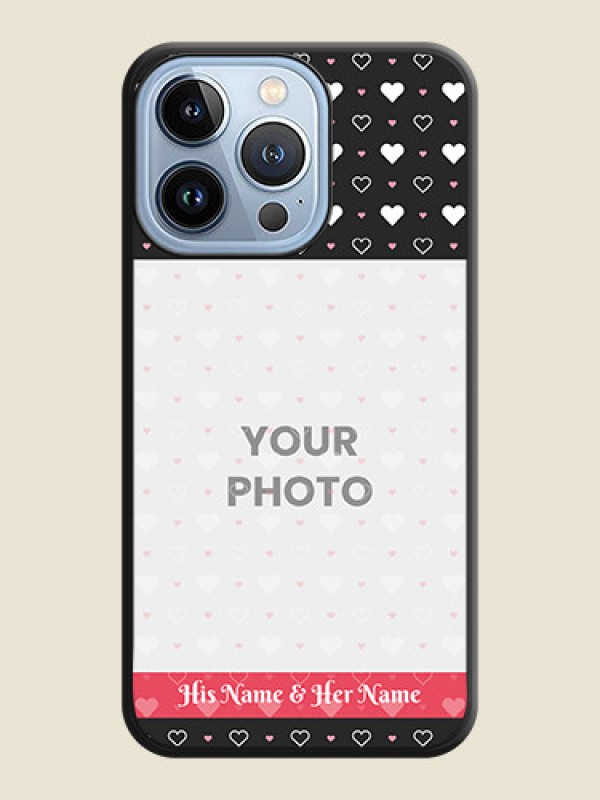 Custom White Color Love Symbols with Text Design on Photo on Space Black Soft Matte Phone Cover - iPhone 13 Pro - alternate view