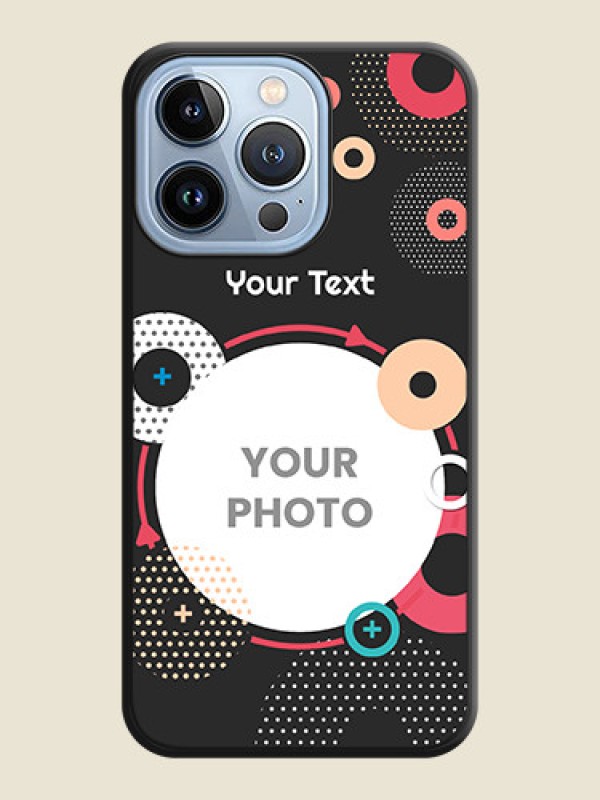 Custom Multicoloured Round Image on Personalised Space Black Soft Matte Cases - iPhone 13 Pro - alternate view