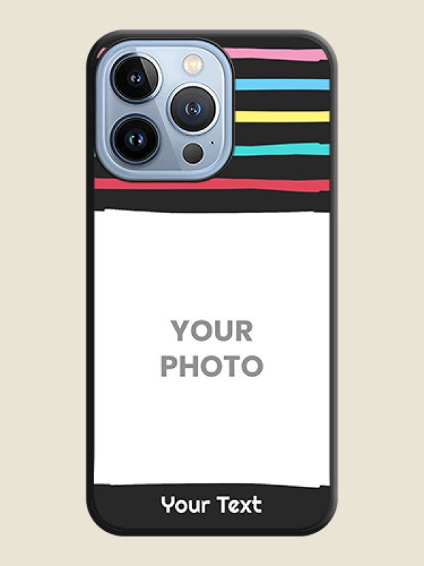Custom Multicolor Lines with Image on Space Black Personalized Soft Matte Phone Covers - iPhone 13 Pro - alternate view
