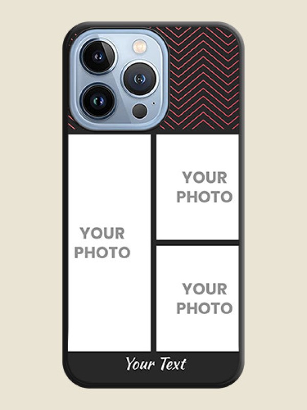 Custom Wave Pattern with 3 Image Holder on Space Black Custom Soft Matte Back Cover - iPhone 13 Pro - alternate view