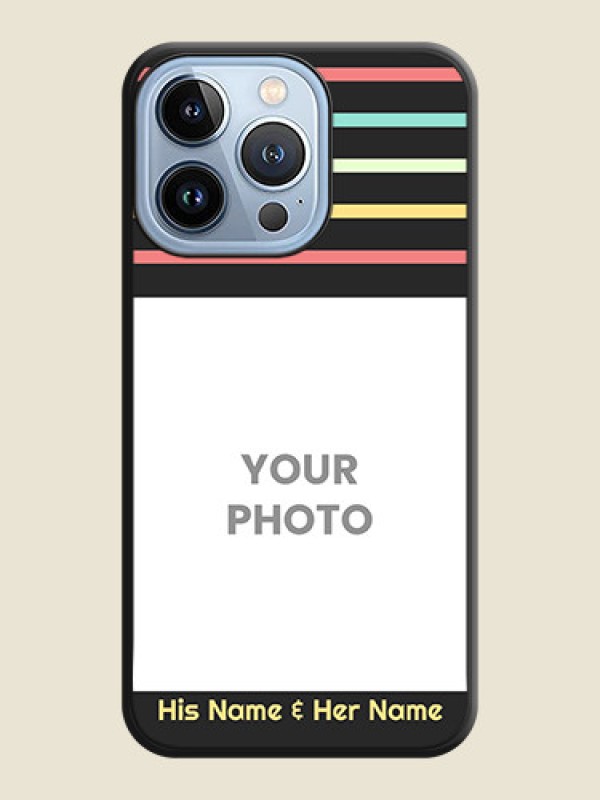 Custom Color Stripes with Photo and Text on Photo on Space Black Soft Matte Mobile Case - iPhone 13 Pro - alternate view
