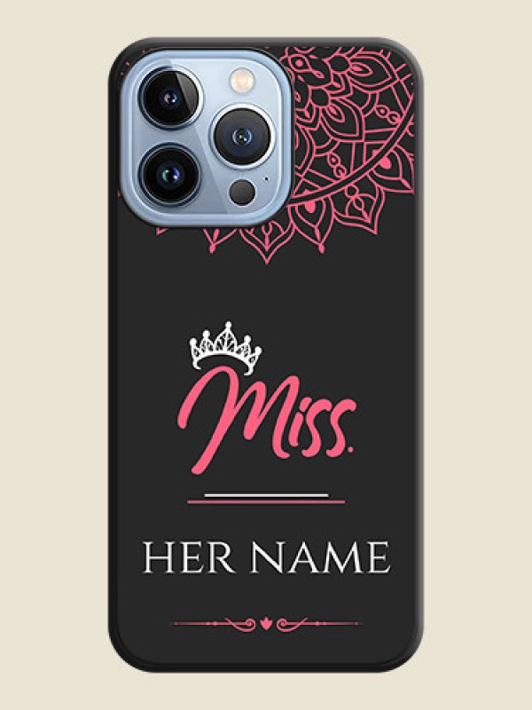 Custom Mrs Name with Floral Design on Space Black Personalized Soft Matte Phone Covers - iPhone 13 Pro - alternate view