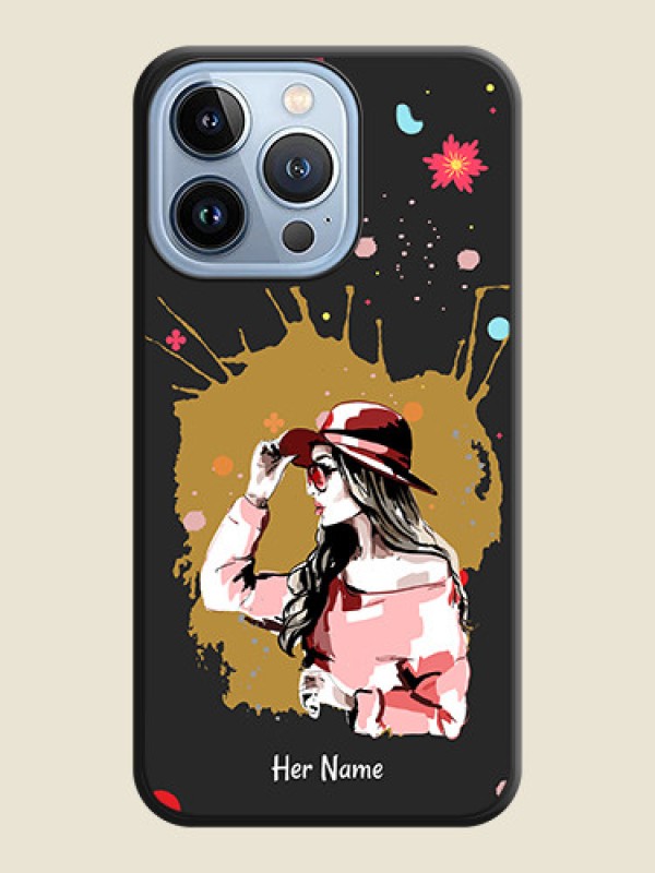 Custom Mordern Lady With Color Splash Background With Custom Text On Space Black Personalized Soft Matte Phone Covers -Apple Iphone 13 Pro - alternate view