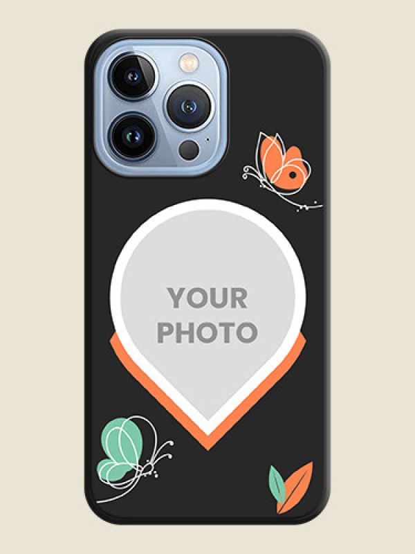 Custom Upload Pic With Simple Butterly Design On Space Black Personalized Soft Matte Phone Covers -Apple Iphone 13 Pro - alternate view