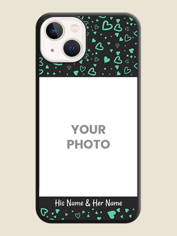 Custom Sea Green Indefinite Love Pattern on Photo on Space Black Soft Matte Mobile Cover - iPhone 13 - alternate view
