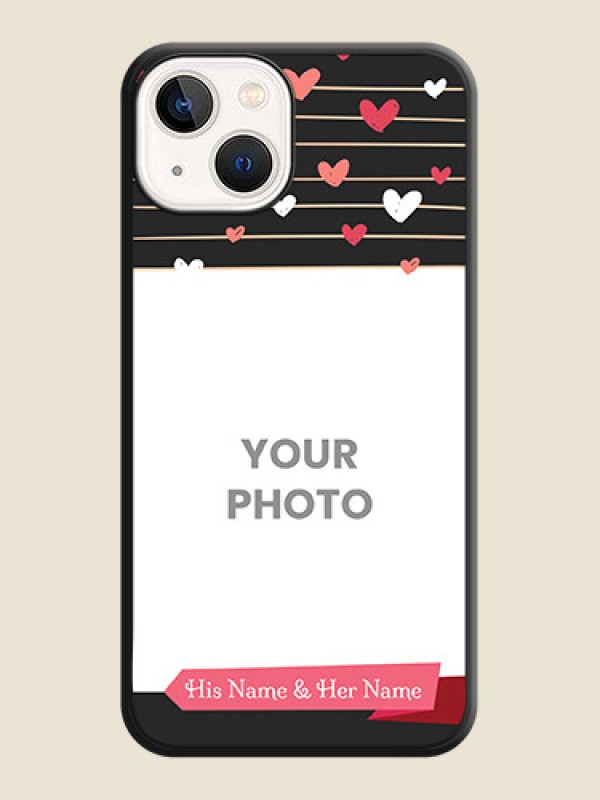 Custom Love Pattern with Name on Pink Ribbon on Photo on Space Black Soft Matte Back Cover - iPhone 13 - alternate view