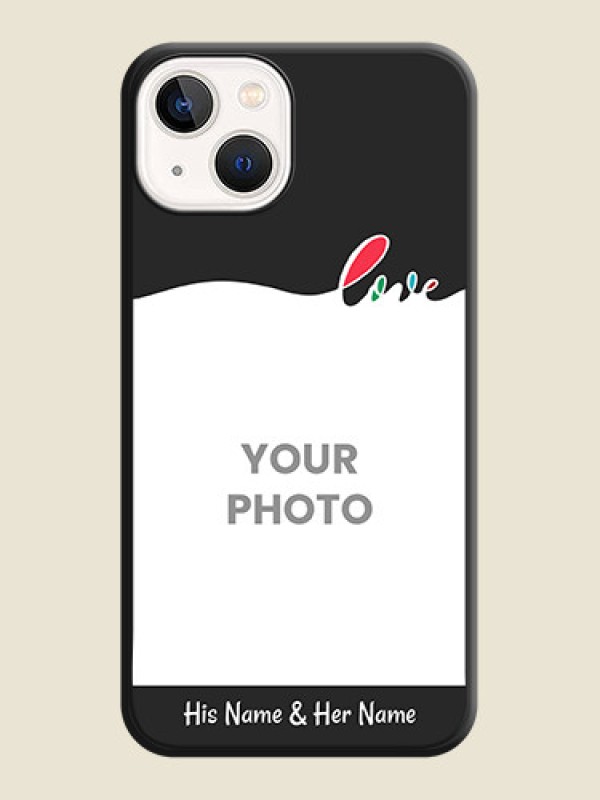 Custom Fall in Love Pattern with Picture on Photo on Space Black Soft Matte Mobile Case - iPhone 13 - alternate view