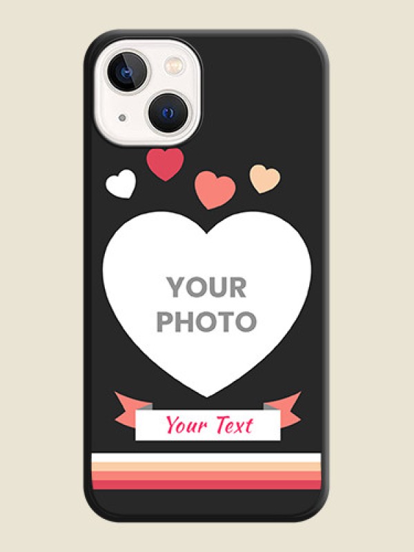 Custom Love Shaped Photo with Colorful Stripes on Personalised Space Black Soft Matte Cases - iPhone 13 - alternate view