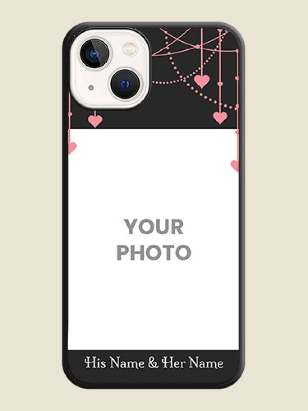 Custom Pink Love Hangings with Text on Space Black Custom Soft Matte Back Cover - iPhone 13 - alternate view