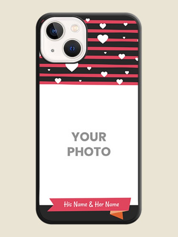 Custom White Color Love Symbols with Pink Lines Pattern on Space Black Custom Soft Matte Phone Cases - iPhone 13 - alternate view