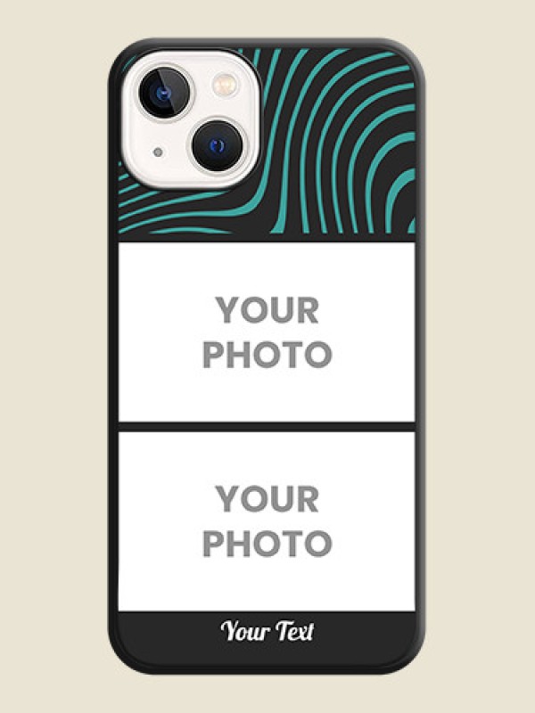 Custom Wave Pattern with 2 Image Holder on Space Black Personalized Soft Matte Phone Covers - iPhone 13 - alternate view